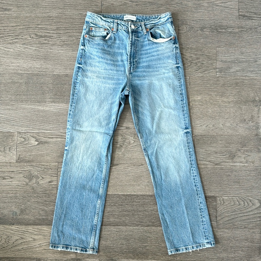 Zara Light Blue Straight Leg Jeans